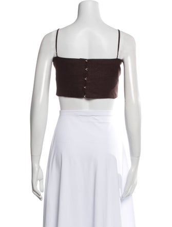 Adam Lippes Linen Square Neckline Crop Top