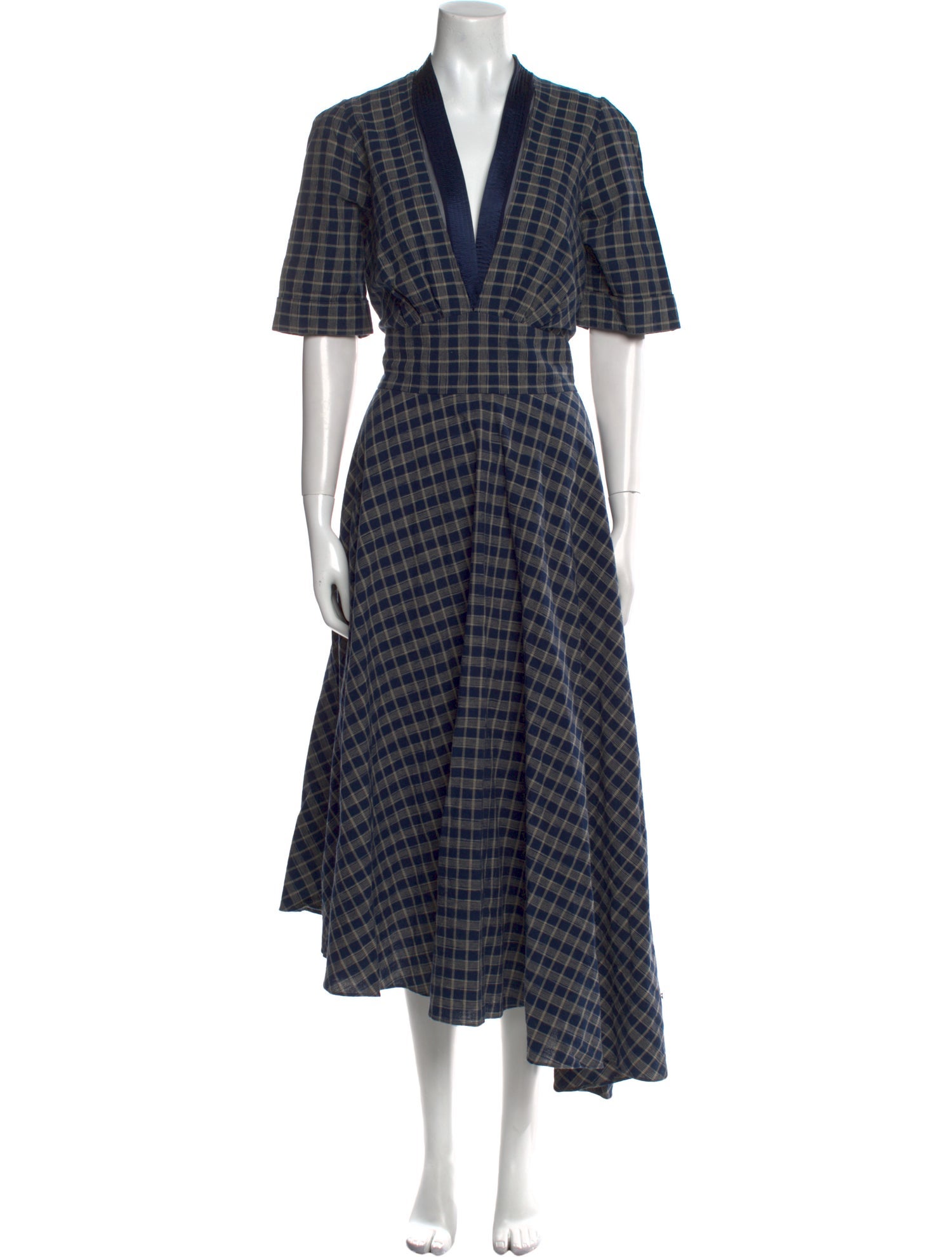 Adam Lippes Plaid Print Long Dress