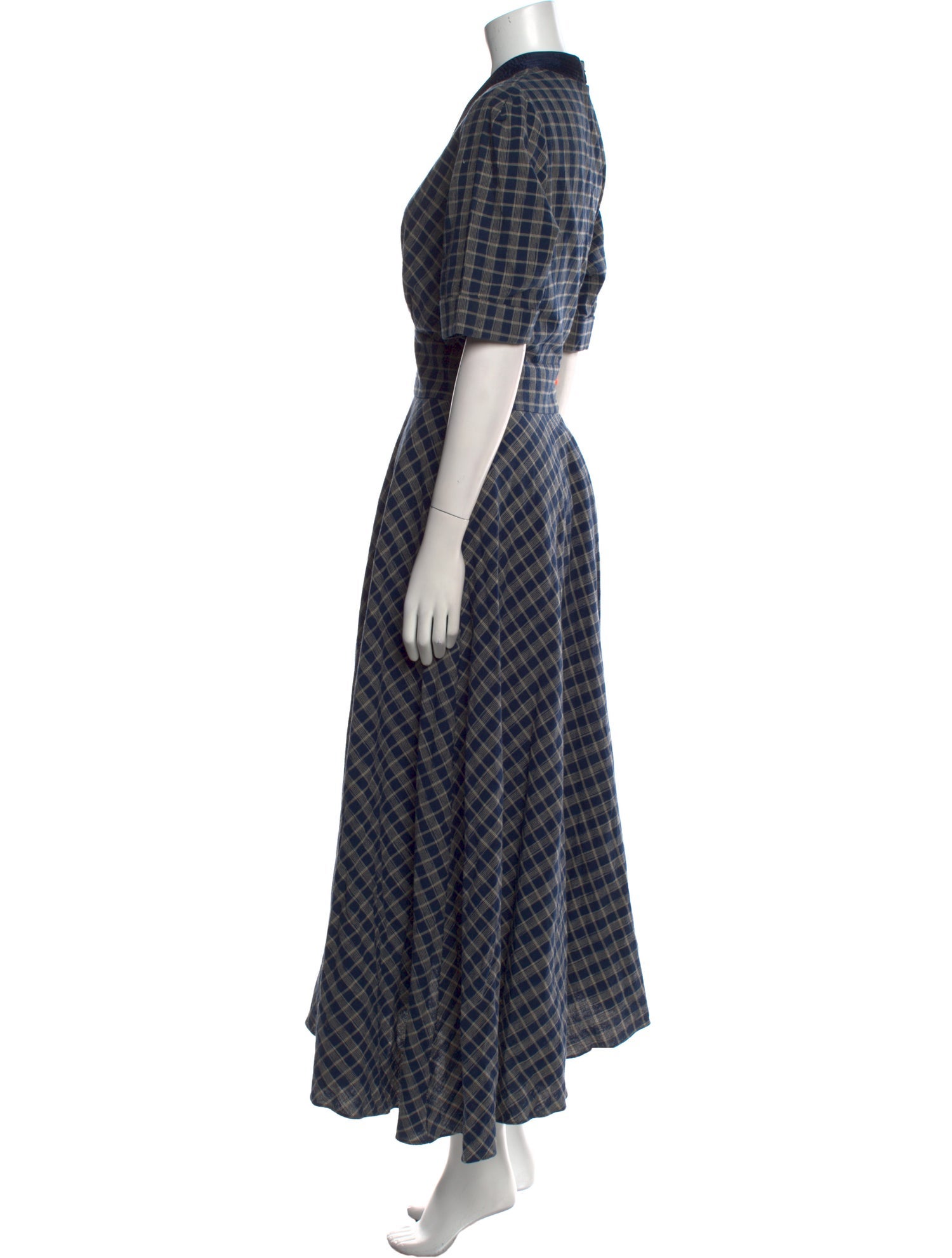Adam Lippes Plaid Print Long Dress