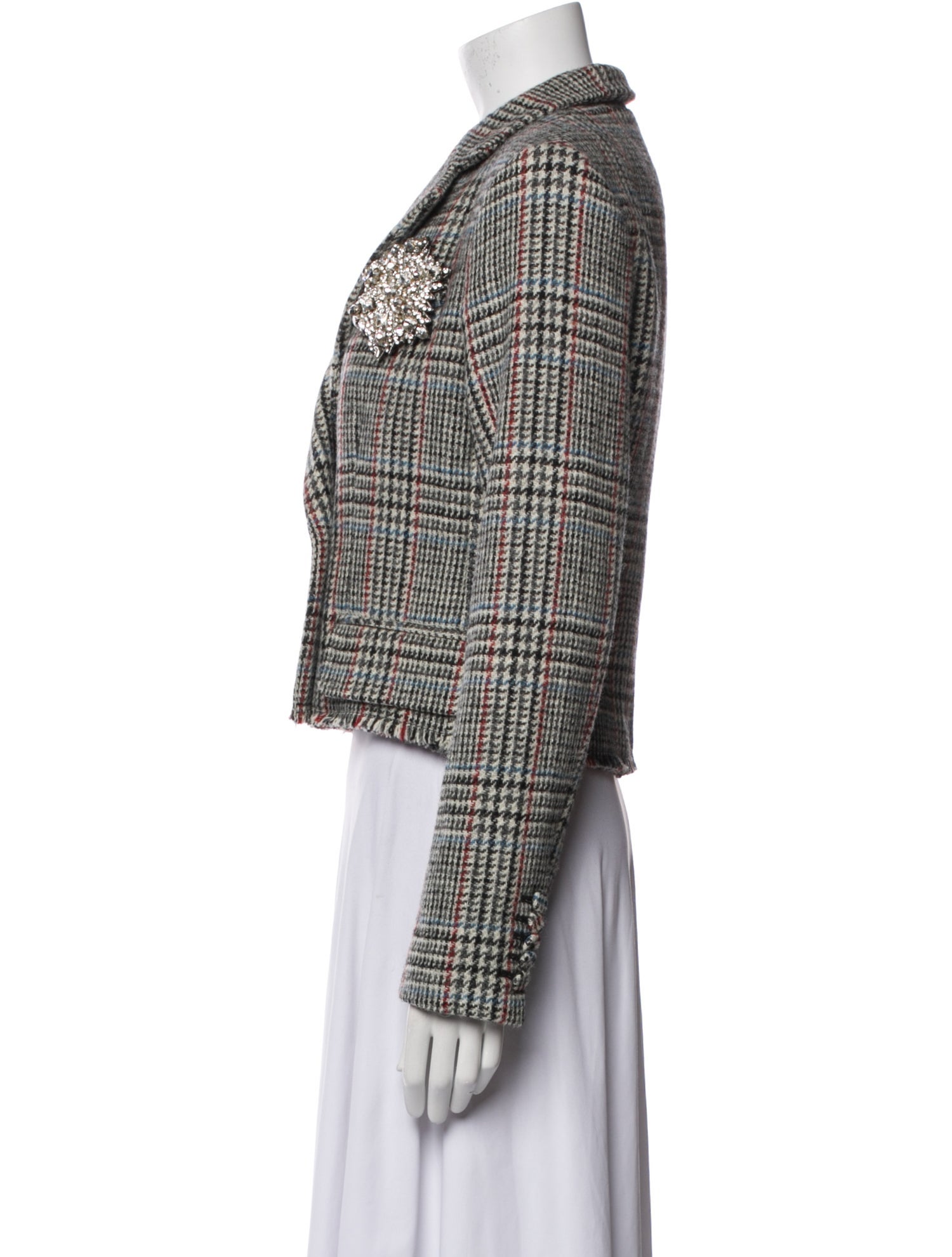 Adam Lippes Wool Plaid Print Blazer w/ Tags