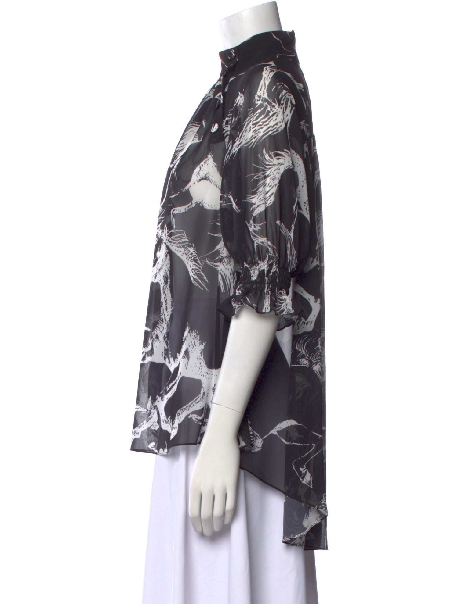 Adam Lippes Printed Mock Neck Blouse