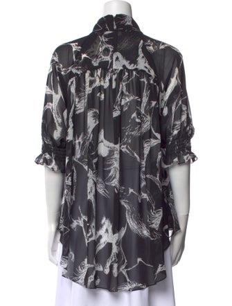 Adam Lippes Printed Mock Neck Blouse