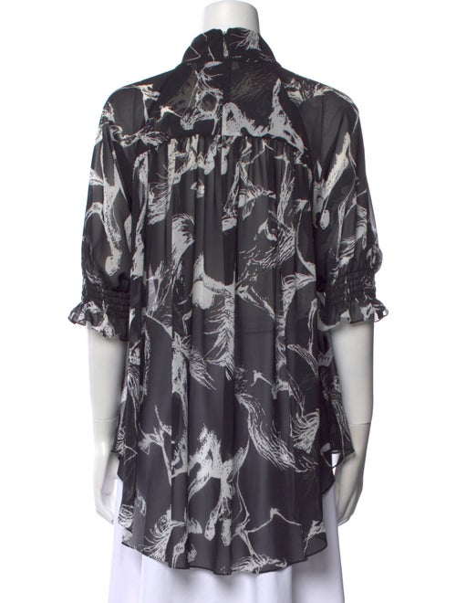 Adam Lippes Printed Mock Neck Blouse