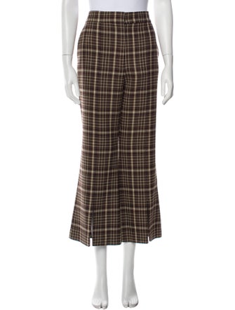 Adam Lippes Plaid Print Wide Leg Pants