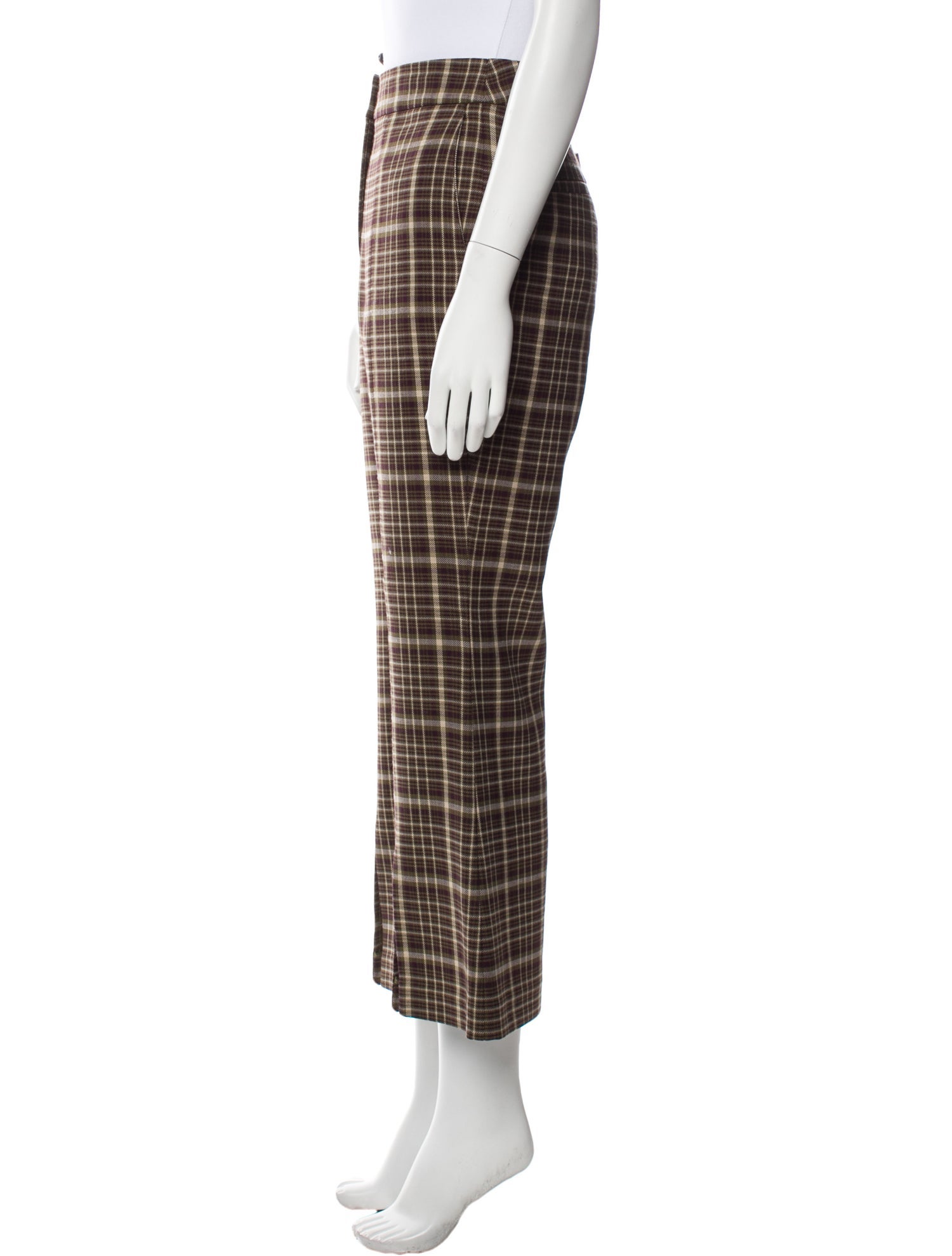 Adam Lippes Plaid Print Wide Leg Pants