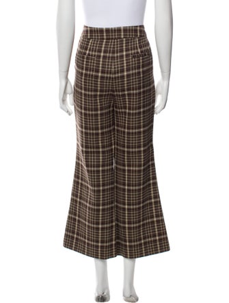 Adam Lippes Plaid Print Wide Leg Pants