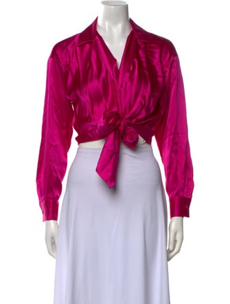 Adam Lippes Silk Long Sleeve Crop Top