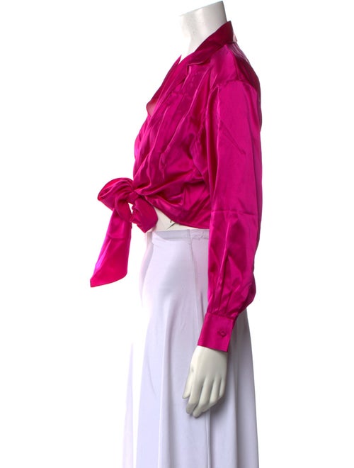 Adam Lippes Silk Long Sleeve Crop Top