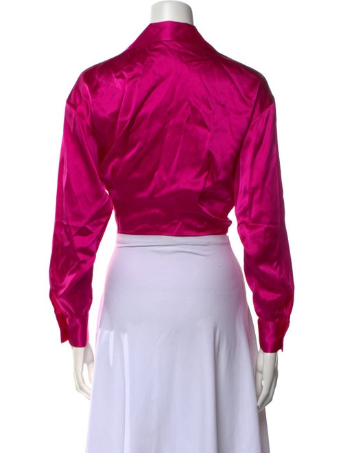 Adam Lippes Silk Long Sleeve Crop Top
