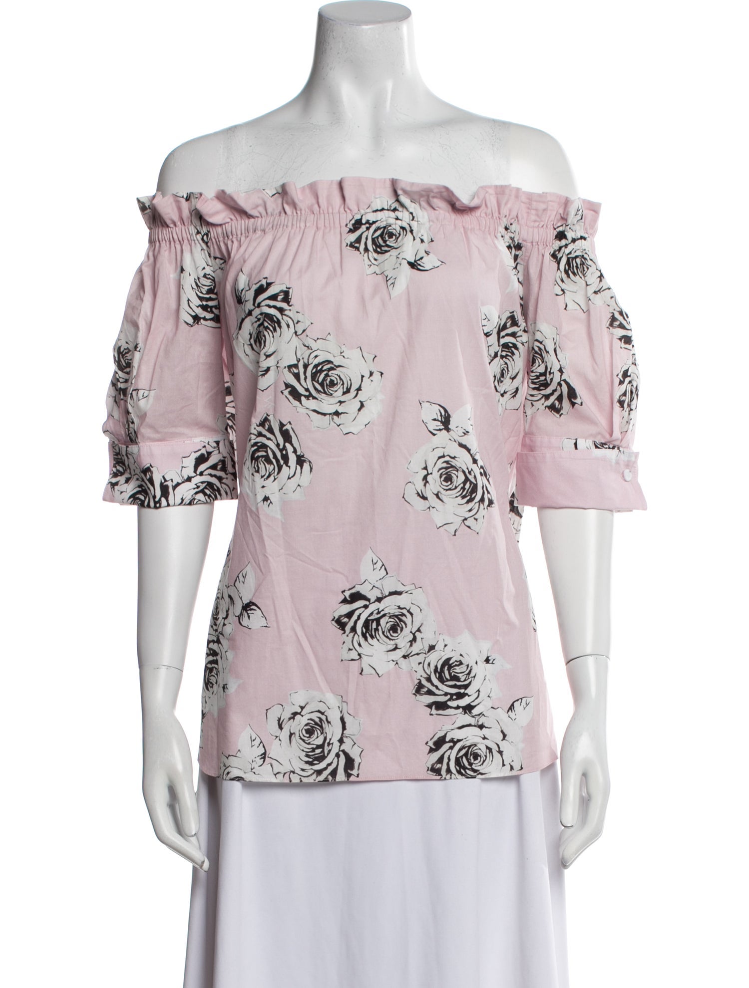 Adam Lippes Floral Print Off-The-Shoulder Blouse