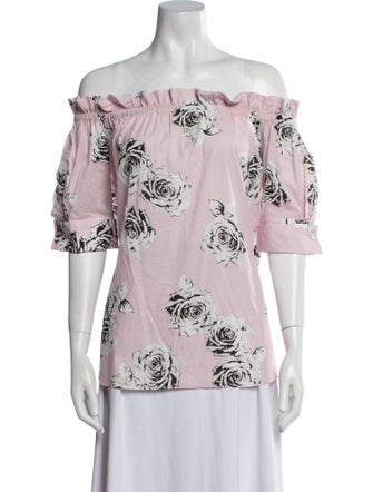 Adam Lippes Floral Print Off-The-Shoulder Blouse