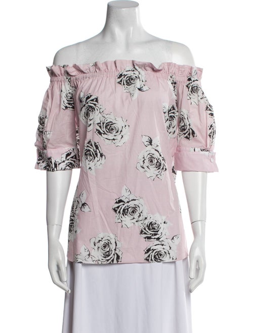 Adam Lippes Floral Print Off-The-Shoulder Blouse