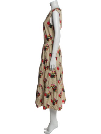 Adam Lippes Floral Print Midi Length Dress