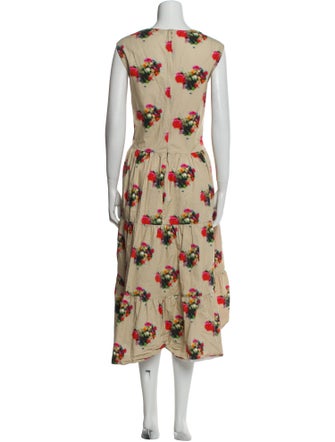 Adam Lippes Floral Print Midi Length Dress