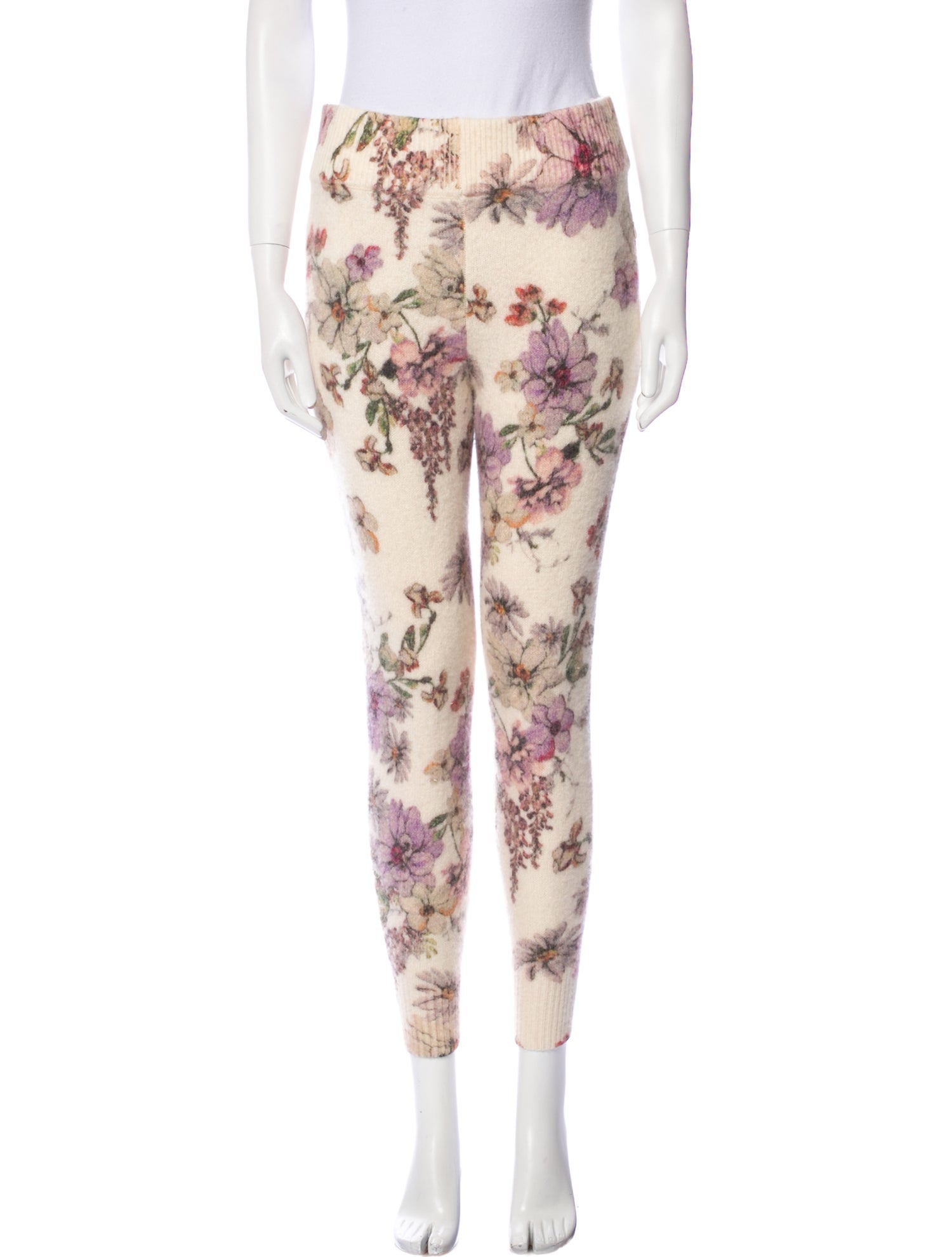 Adam Lippes Cashmere Floral Print Sweatpants