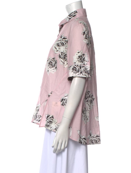 Adam Lippes Printed Short Sleeve Button-Up Top