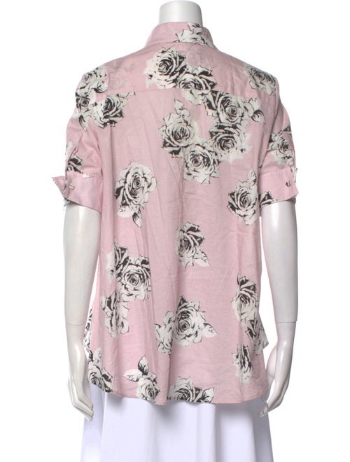 Adam Lippes Printed Short Sleeve Button-Up Top