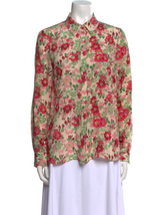 Adam Lippes Silk Printed Button-Up Top