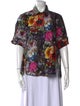 Adam Lippes Floral Print Short Sleeve Button-Up Top