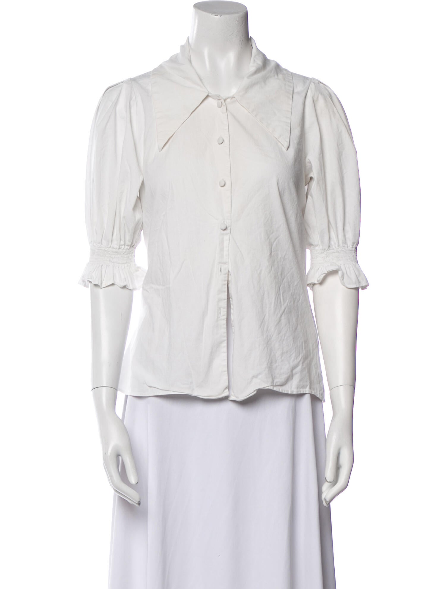 Adam Lippes Three-Quarter Sleeve Button-Up Top