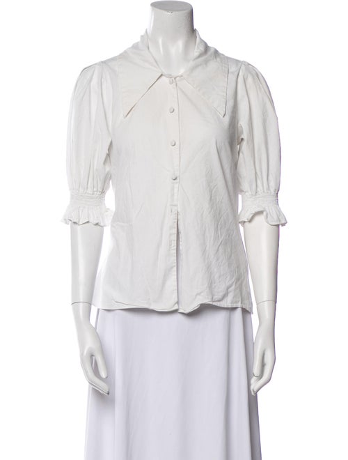 Adam Lippes Three-Quarter Sleeve Button-Up Top
