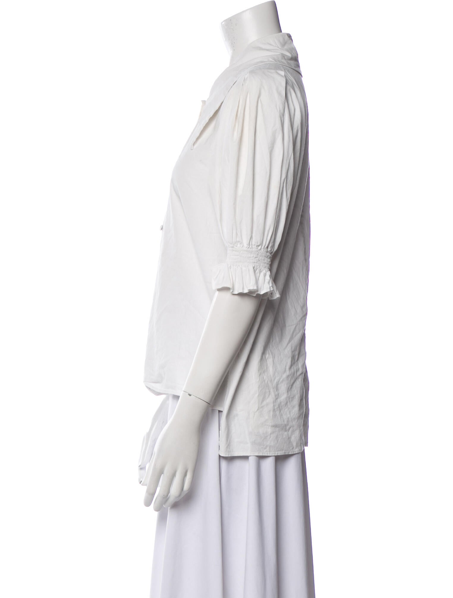 Adam Lippes Three-Quarter Sleeve Button-Up Top