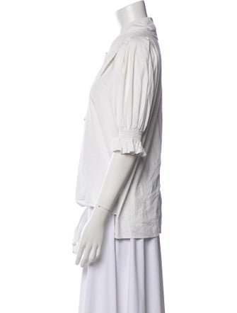 Adam Lippes Three-Quarter Sleeve Button-Up Top