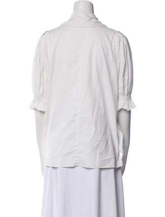 Adam Lippes Three-Quarter Sleeve Button-Up Top