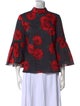 Adam Lippes Floral Print Mock Neck Blouse