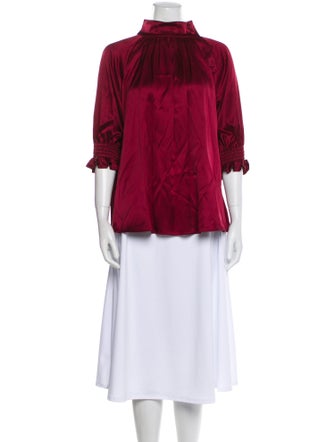 Adam Lippes Silk Mock Neck Blouse