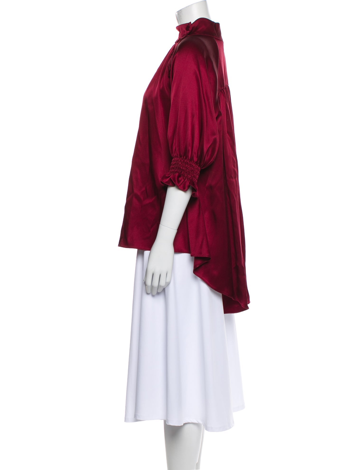 Adam Lippes Silk Mock Neck Blouse