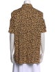 Adam Lippes Animal Print Short Sleeve Button-Up Top