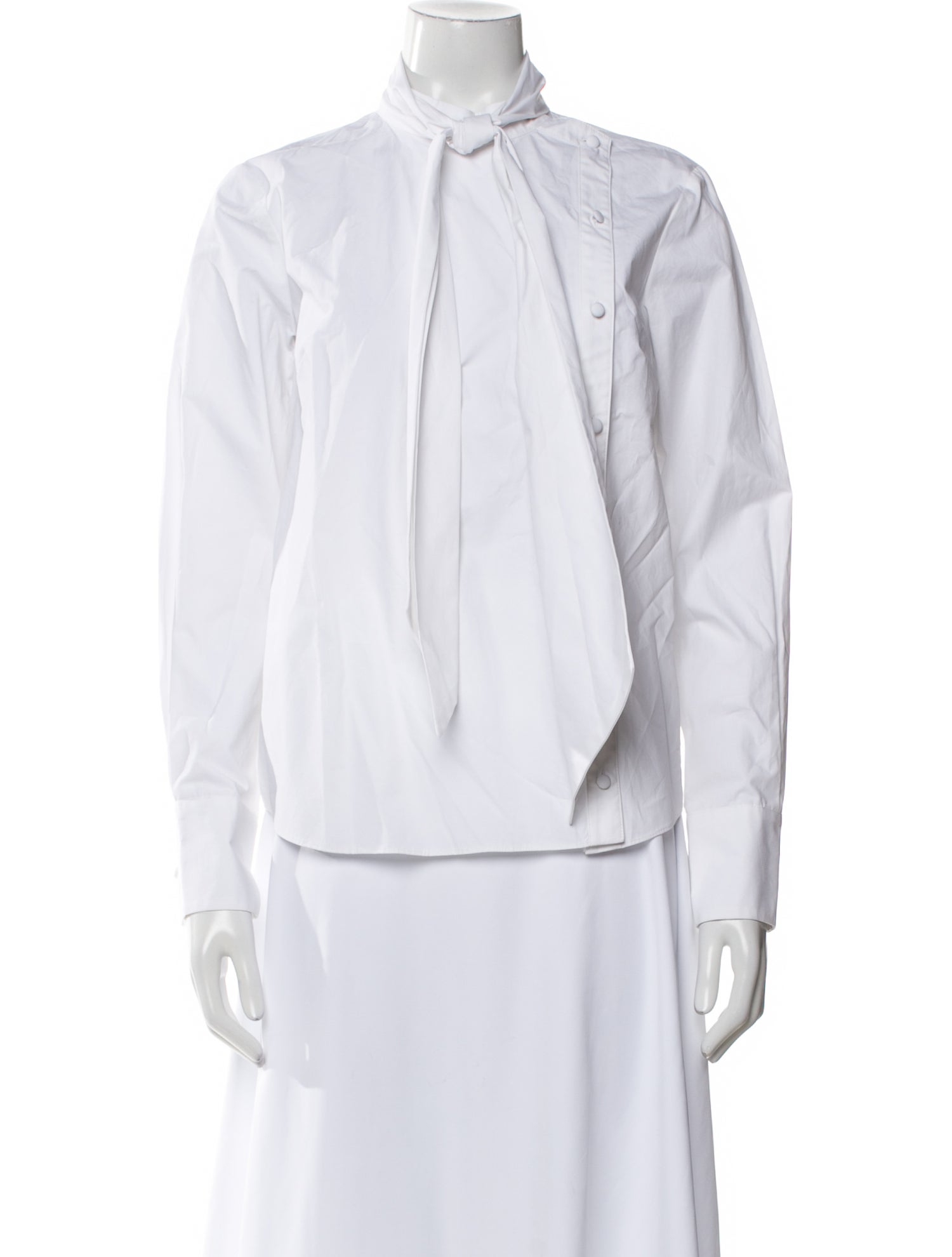 Adam Lippes Mock Neck Long Sleeve Button-Up Top