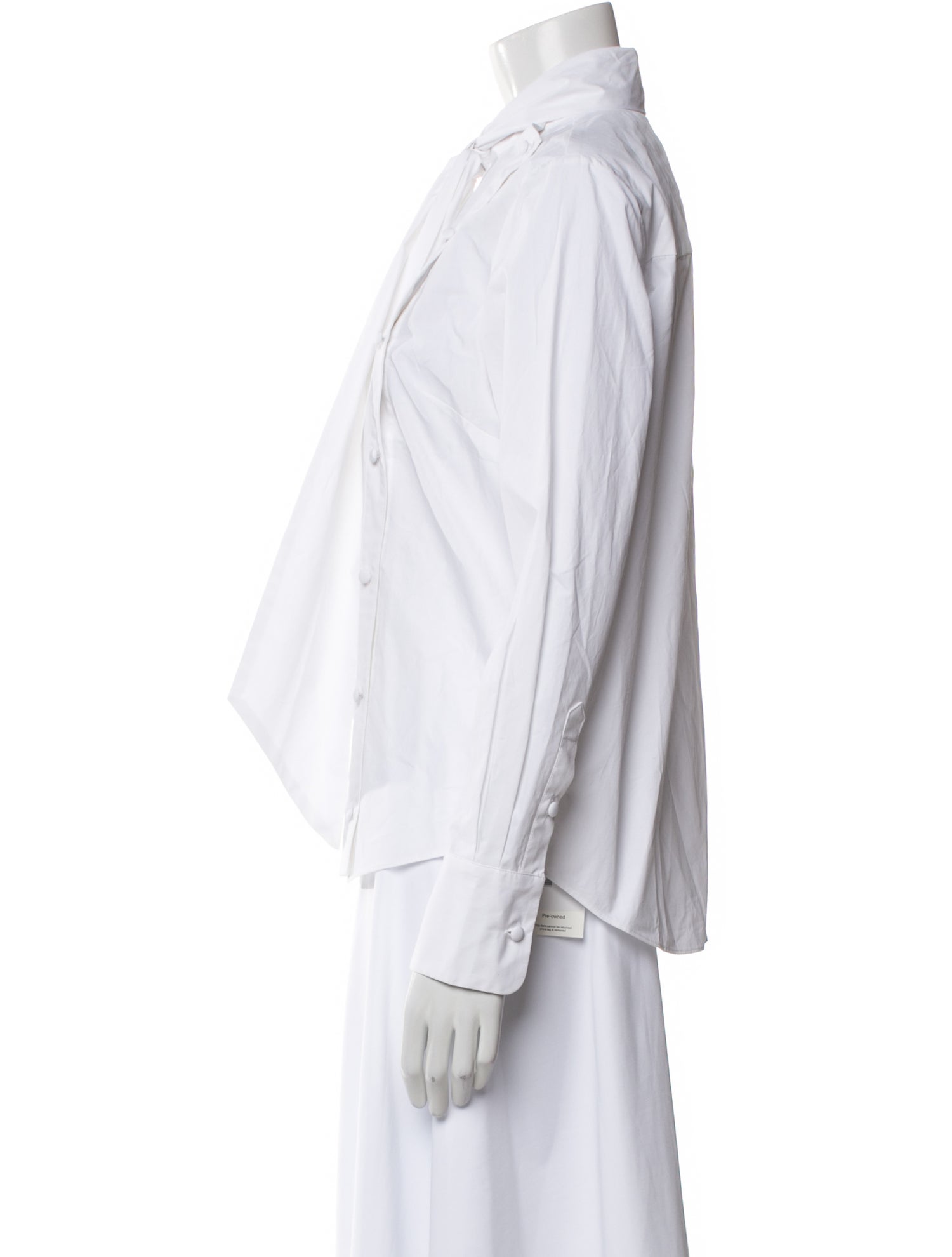 Adam Lippes Mock Neck Long Sleeve Button-Up Top