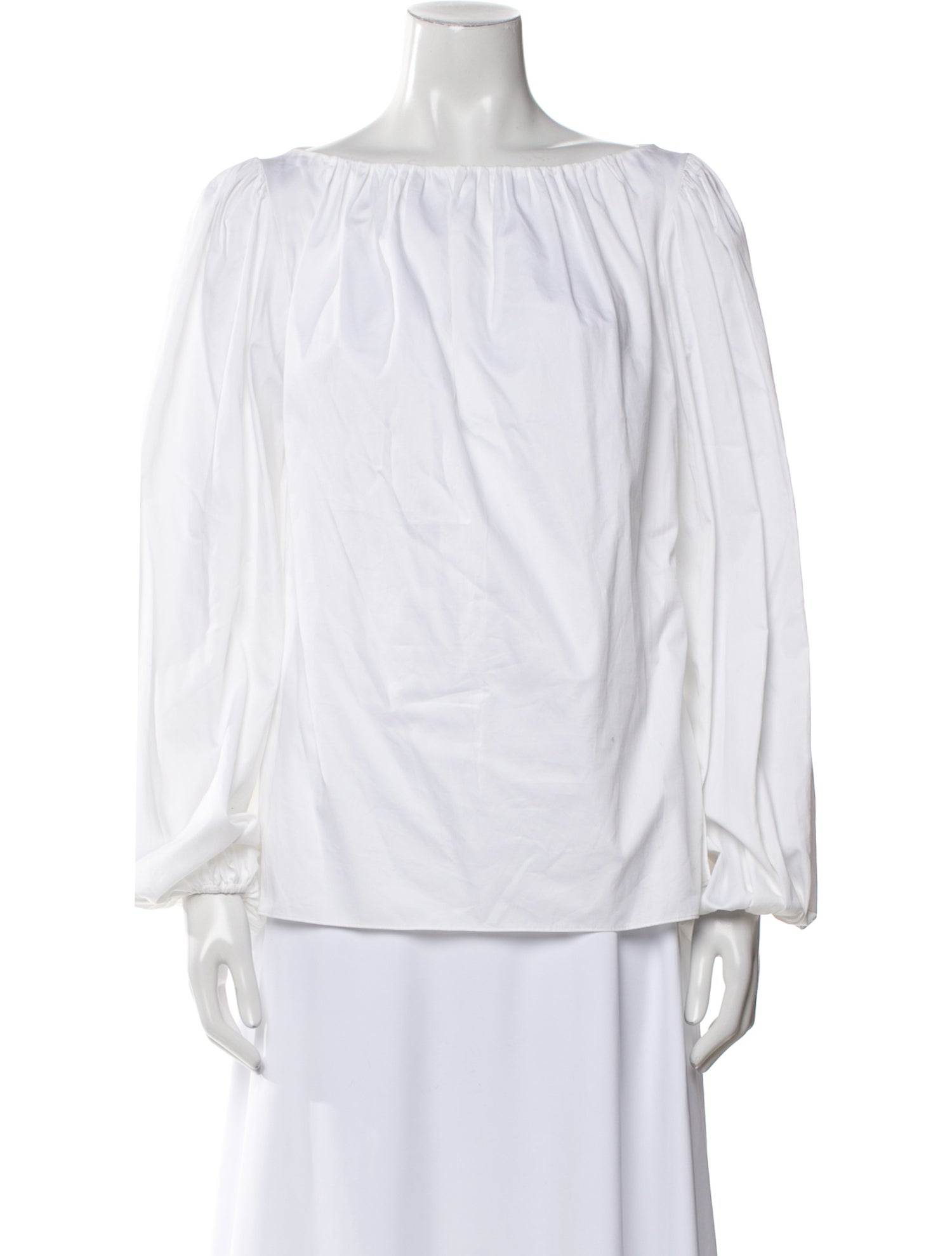 Adam Lippes Bateau Neckline Long Sleeve Blouse
