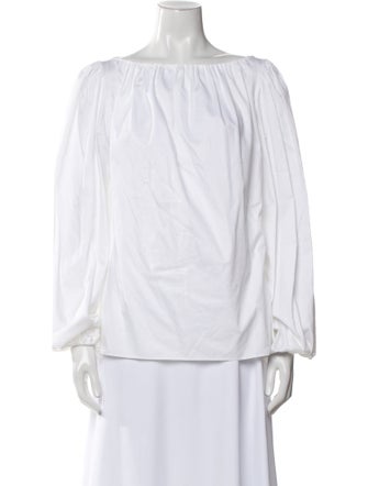Adam Lippes Bateau Neckline Long Sleeve Blouse