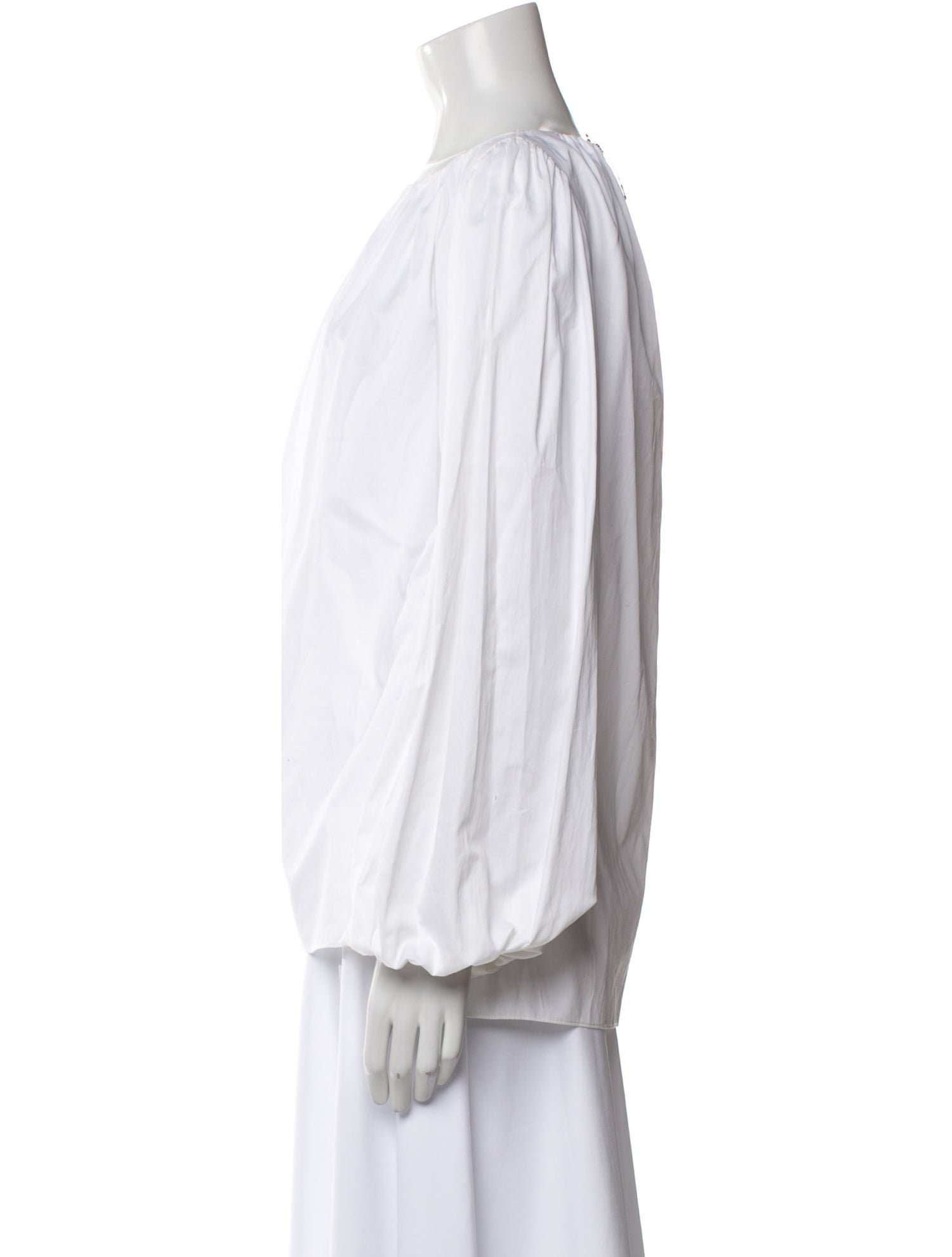 Adam Lippes Bateau Neckline Long Sleeve Blouse