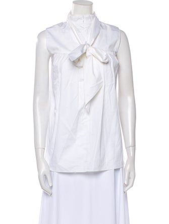 Adam Lippes Tie Neck Sleeveless Blouse