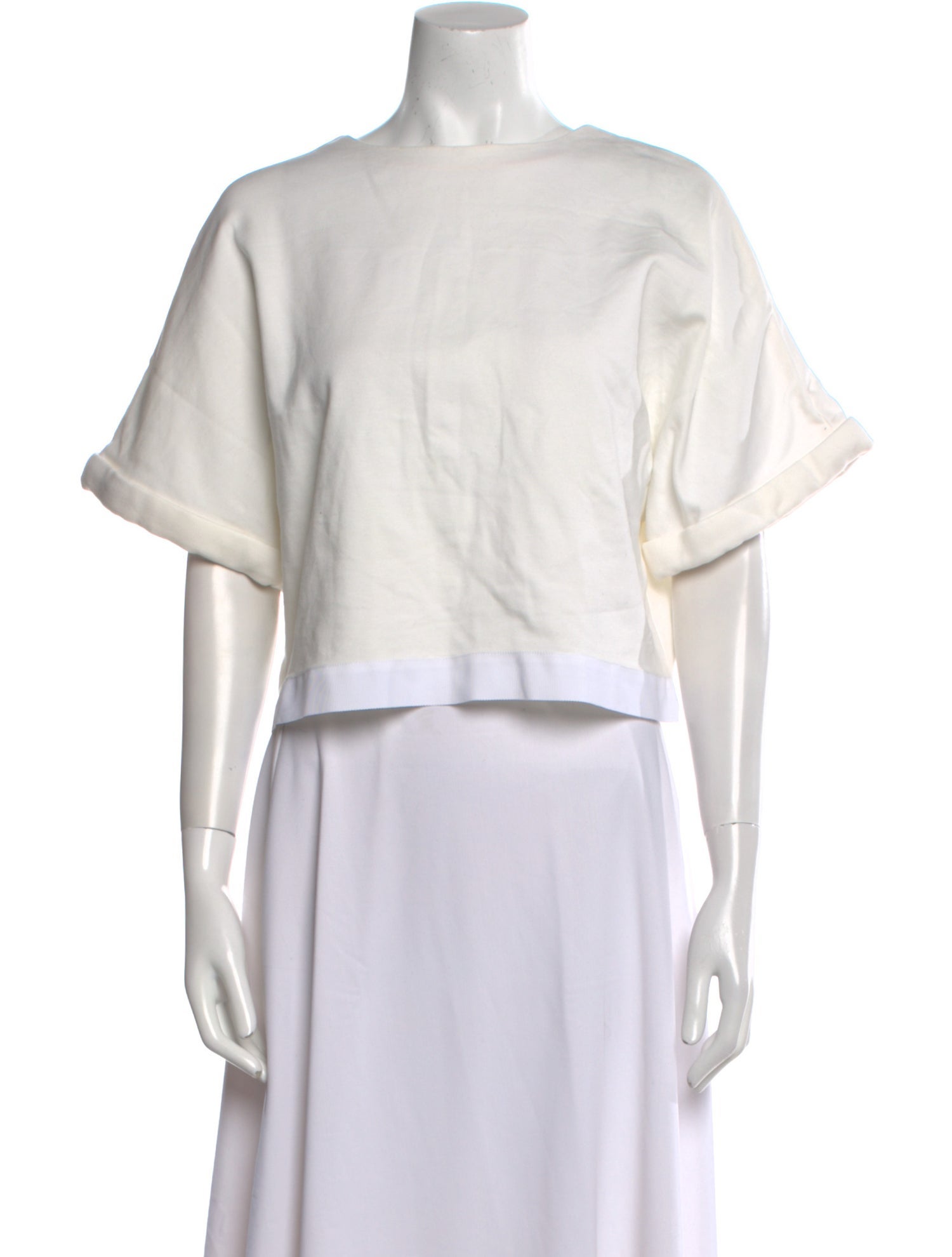 Adam Lippes Scoop Neck Short Sleeve Crop Top