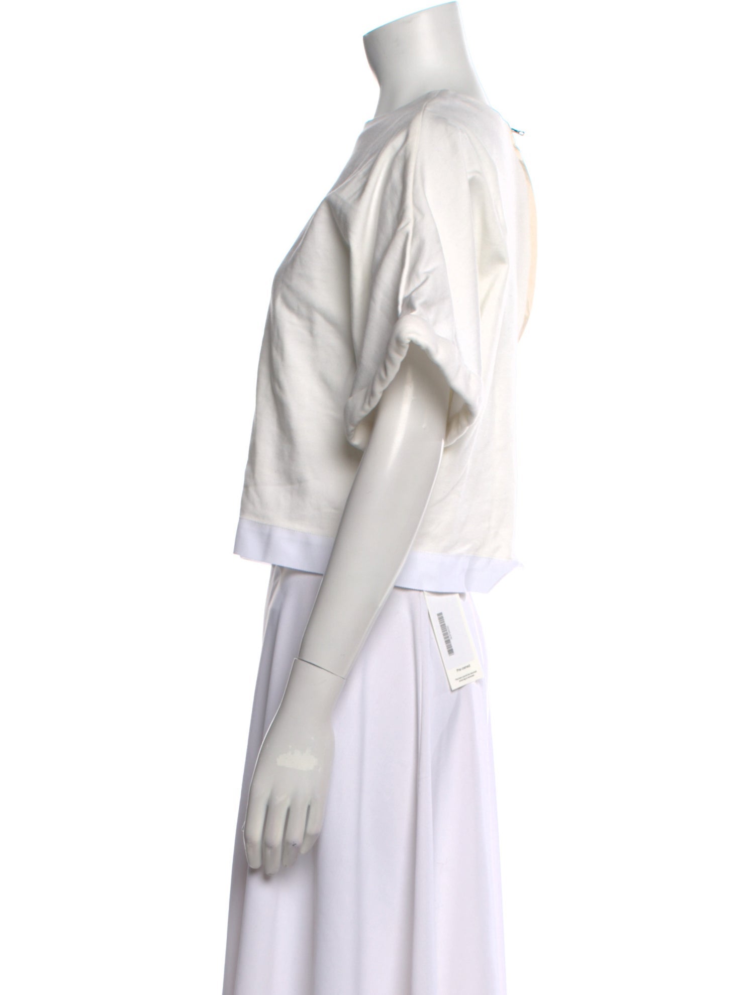 Adam Lippes Scoop Neck Short Sleeve Crop Top