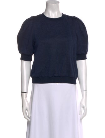 Adam Lippes Crew Neck Short Sleeve Crop Top