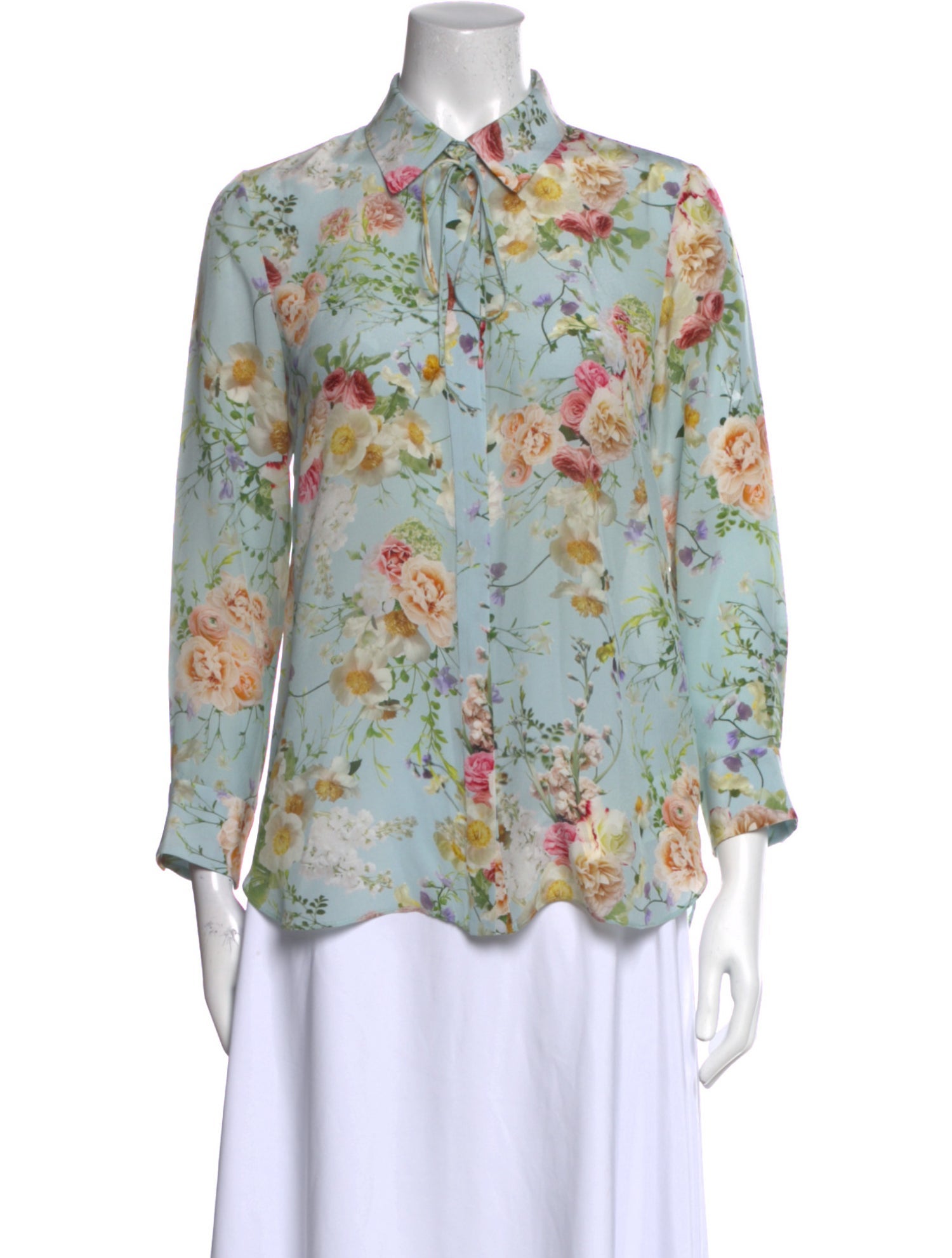 Adam Lippes Silk Floral Print Button-Up Top