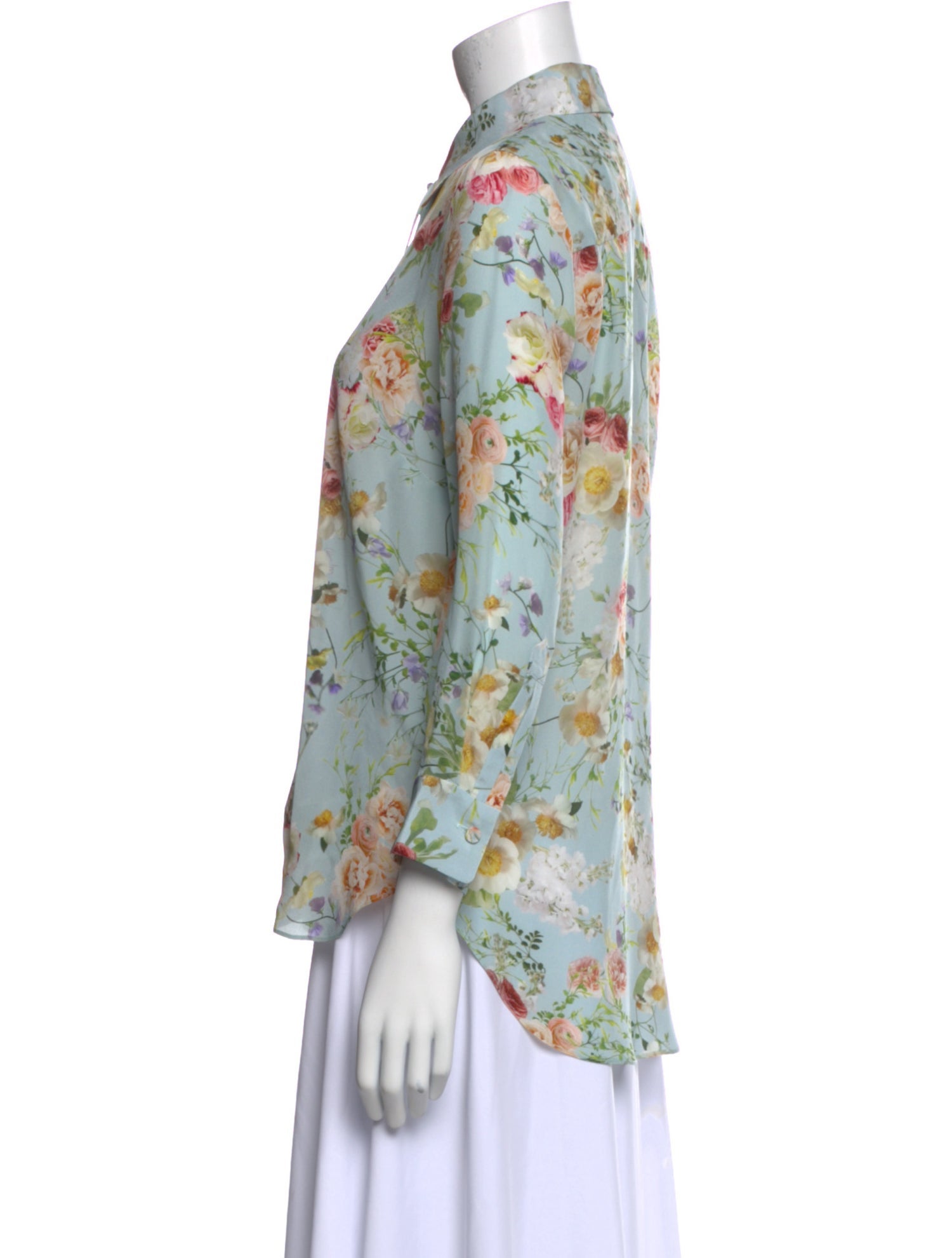 Adam Lippes Silk Floral Print Button-Up Top