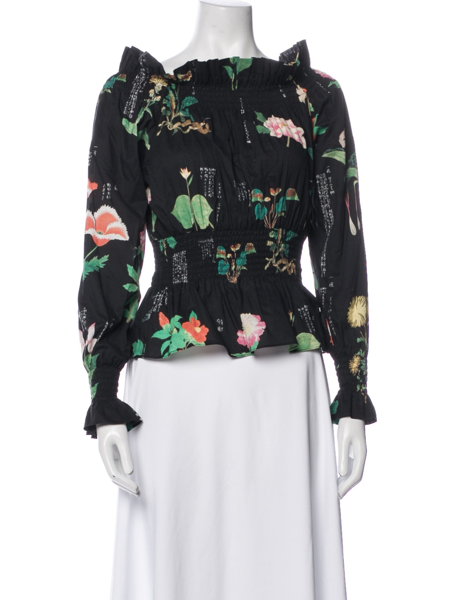 Adam Lippes Floral Print Off-The-Shoulder Blouse