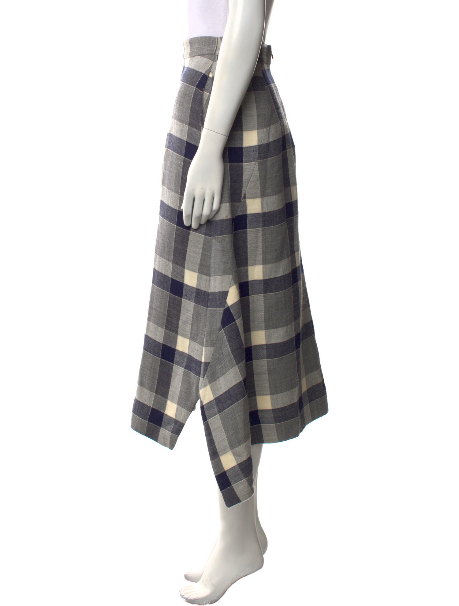 Adam Lippes Plaid Print Midi Length Skirt