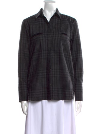 Adam Lippes Wool Plaid Print Button-Up Top