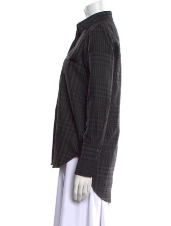 Adam Lippes Wool Plaid Print Button-Up Top