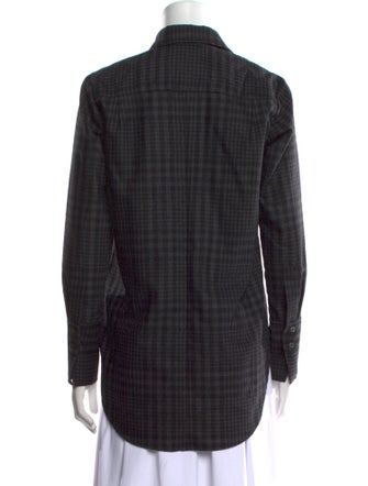 Adam Lippes Wool Plaid Print Button-Up Top