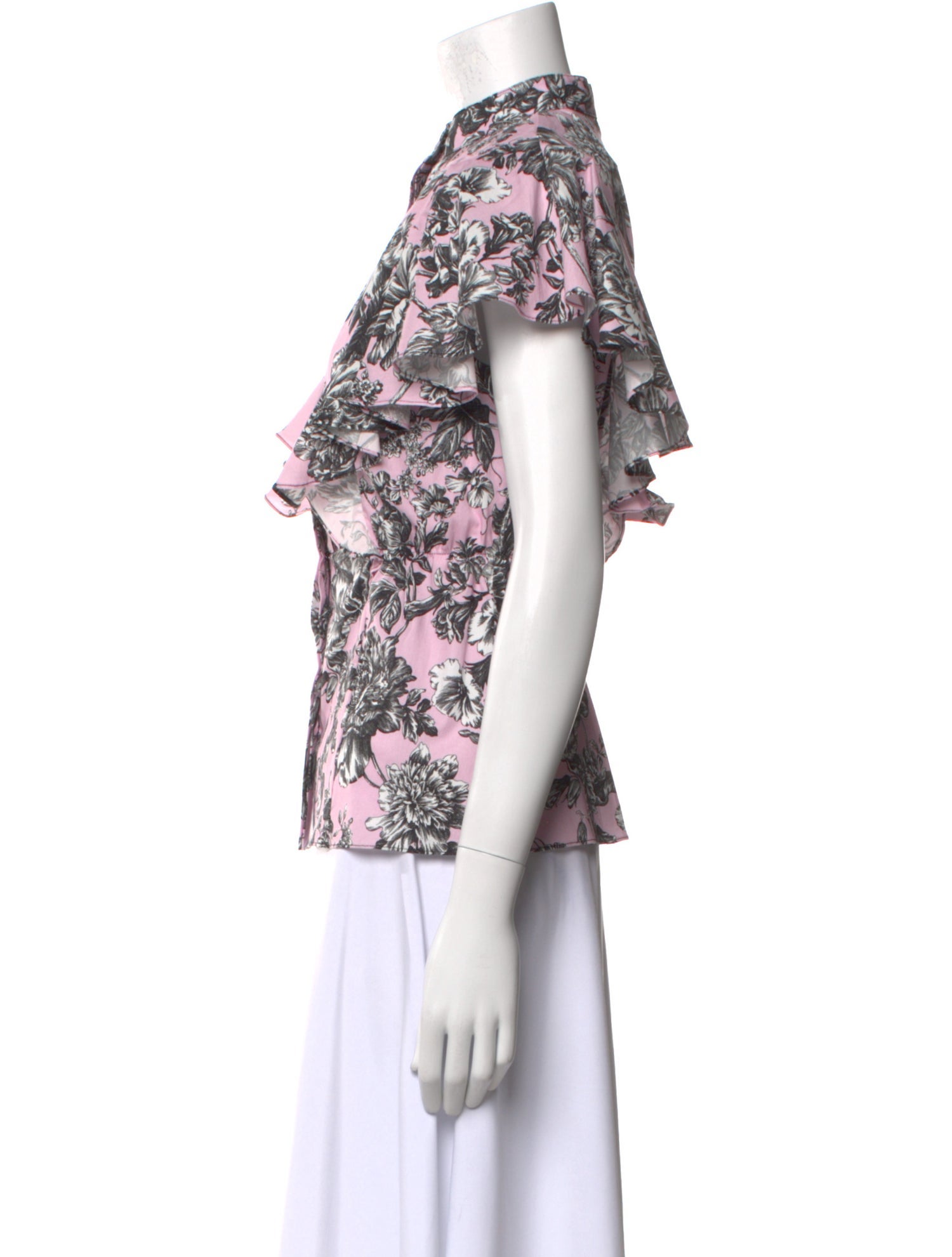 Adam Lippes Floral Print Mock Neck Polo w/ Tags