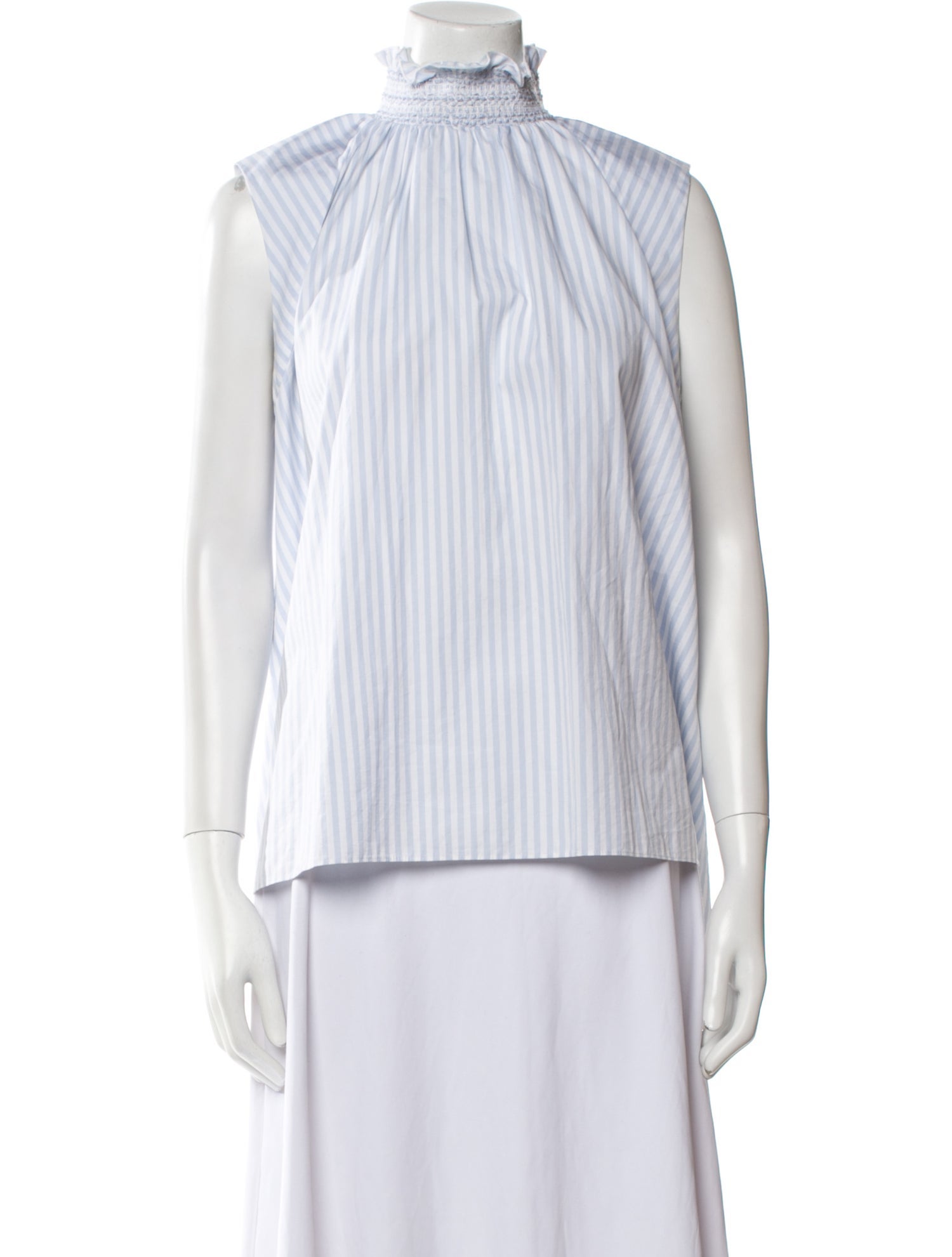 Adam Lippes Striped Mock Neck Top